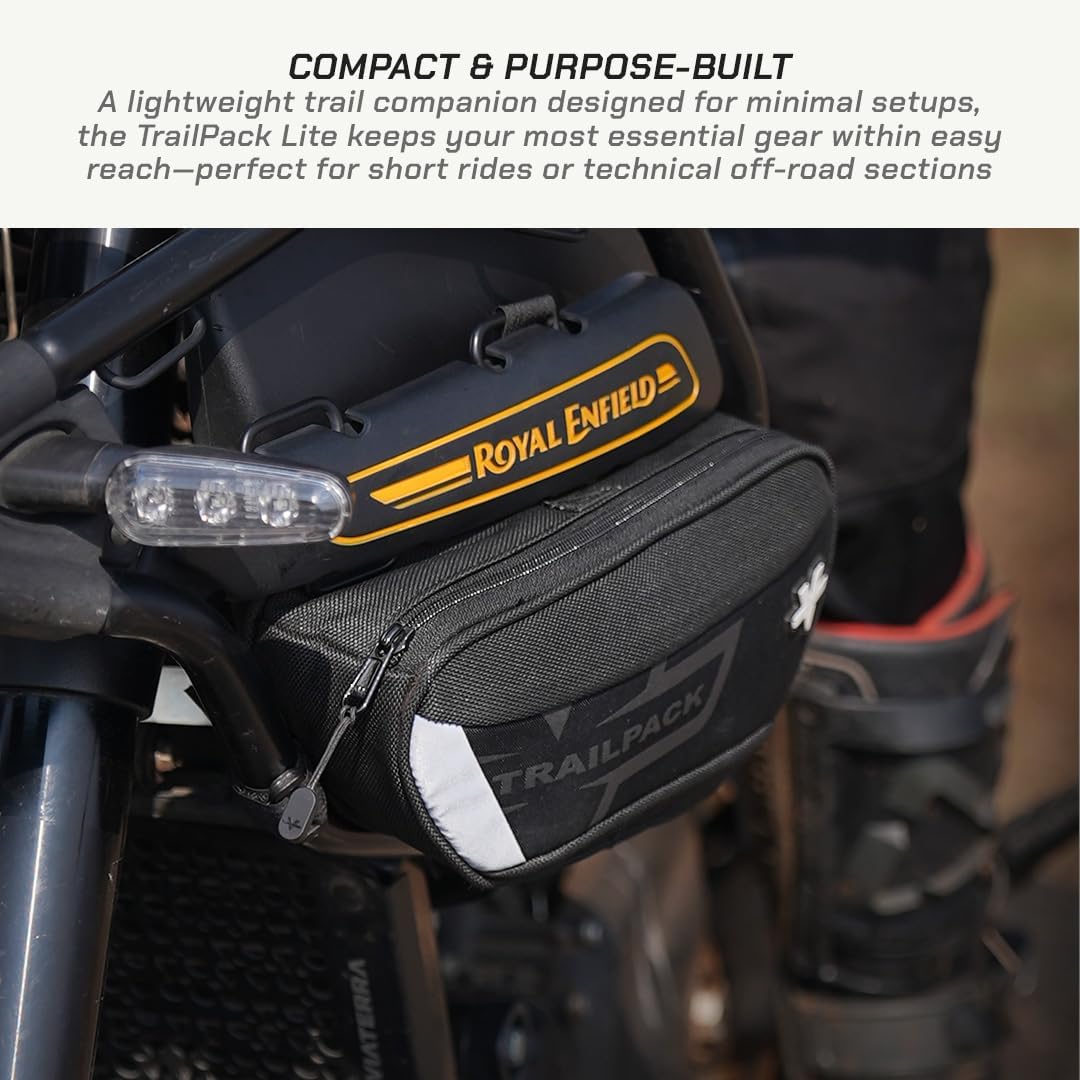 ViaTerra Trailpack Lite Motorcycle Crashbar Bags for Royal Enfield Himalayan 450 – 4L Capacity, No-Mod 3-Point Mount Foam-Reinforced YKK Zipper Off-Road Front Frame Bags for Trail & Adventure Riding