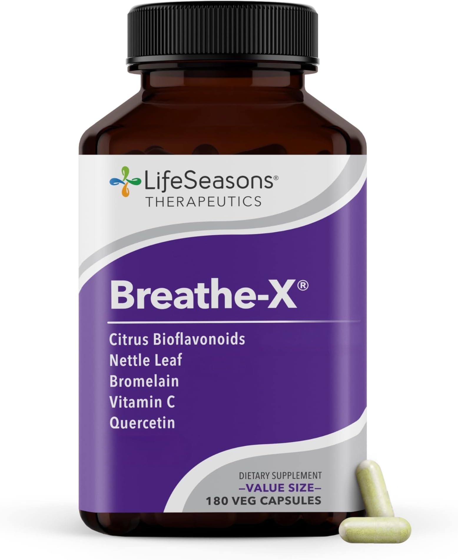 - Breathe-X - Allergy & Sinus Relief Supplement - Supports Sinuses & Nasal Discomfort - Non-Drowsy & Fast-Acting - Quercetin, Bromelain, Citrus Bioflavonoids, Nettle Leaf & Vitamin C - 180 Capsules