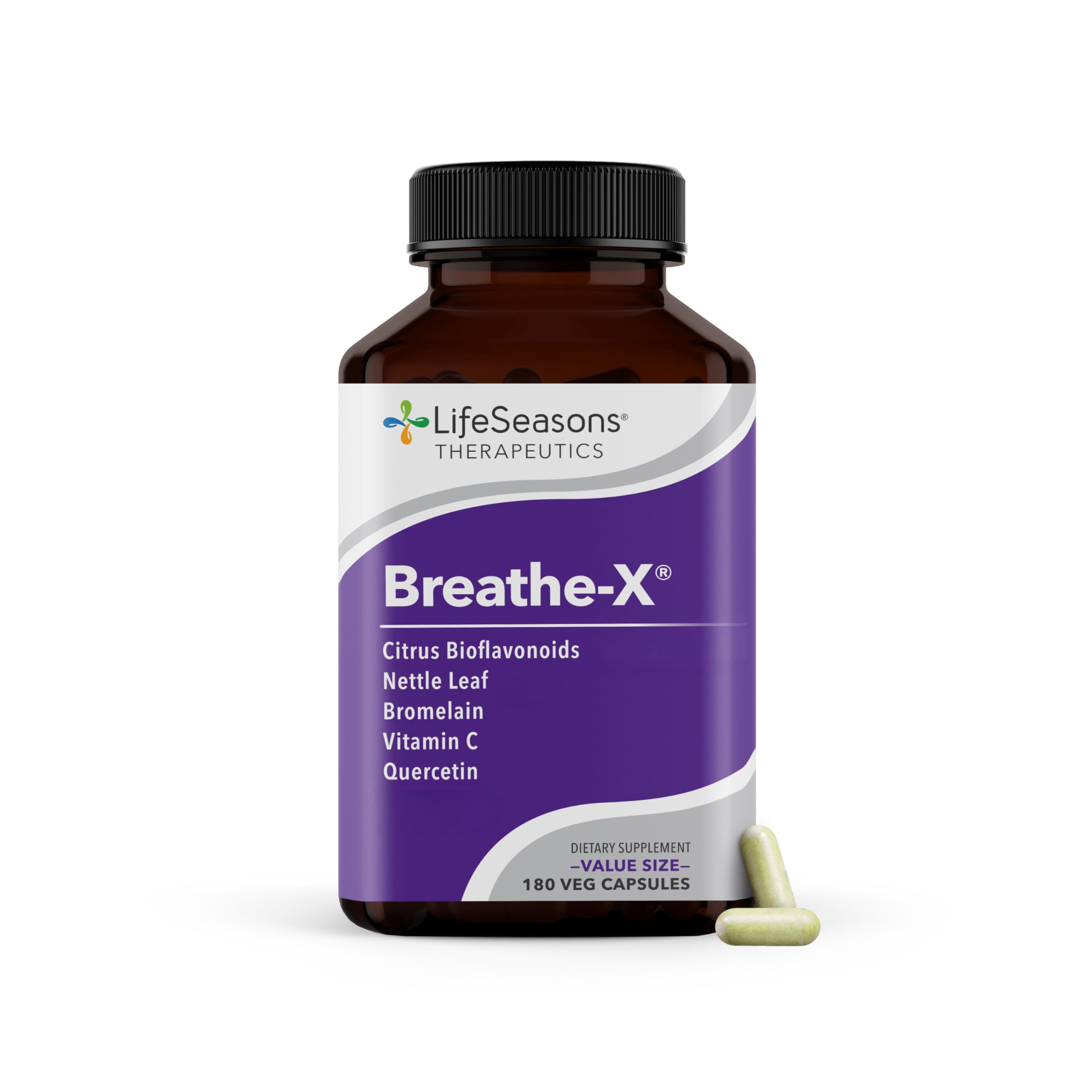 Breathe-X - Allergy & Sinus Relief Supplement - Supports Sinuses & Nasal Discomfort - Non-Drowsy & Fast-Acting - Quercetin, Bromelain, Citrus Bioflavonoids, Nettle Leaf & Vitamin C - 180 Capsules