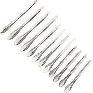 Luxshiny 12pcs Spoon Lab Micro Scoop Spatula Science Lab Laboratory Measuring Spoon Metal Spatula Stainless