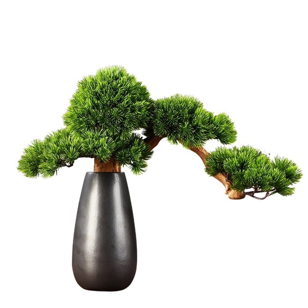 GLJTUO Artificial Trees Artificial Bonsai Tree With Ceramic Vase Indoor Fake Pine Tree Decorations Living Room Entrance Office Simulated Pine
