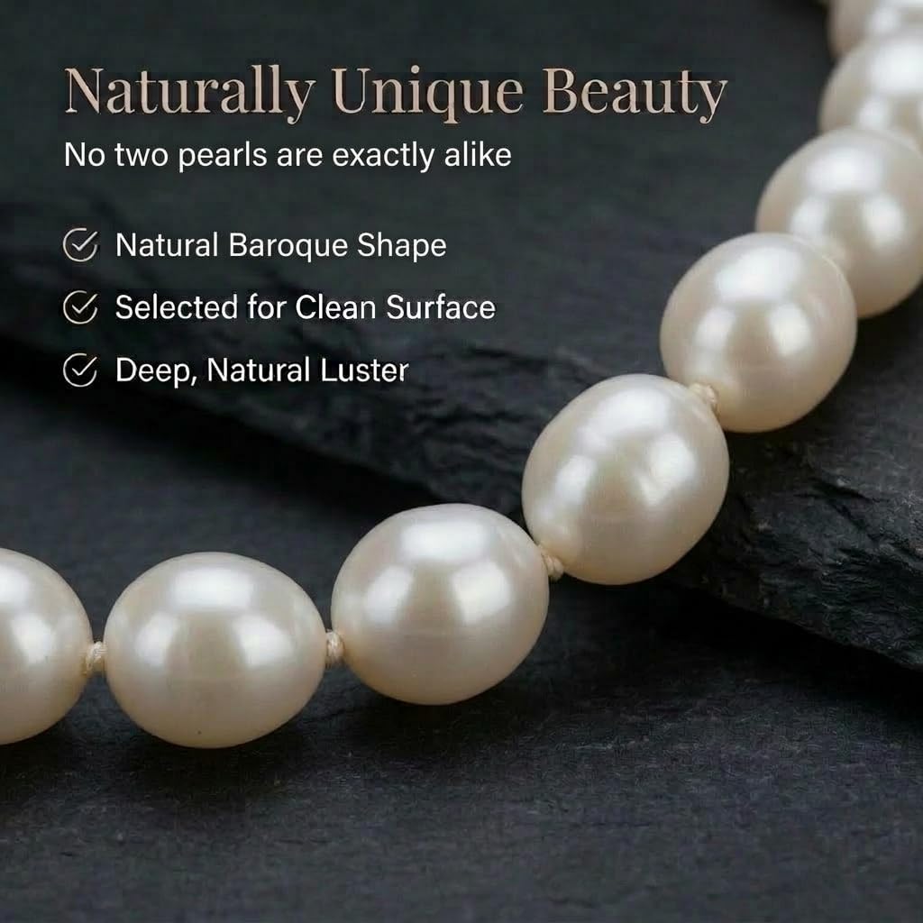White 8-9mm Baroque Freshwater Pearl Endless Necklace For Women 24-36"
