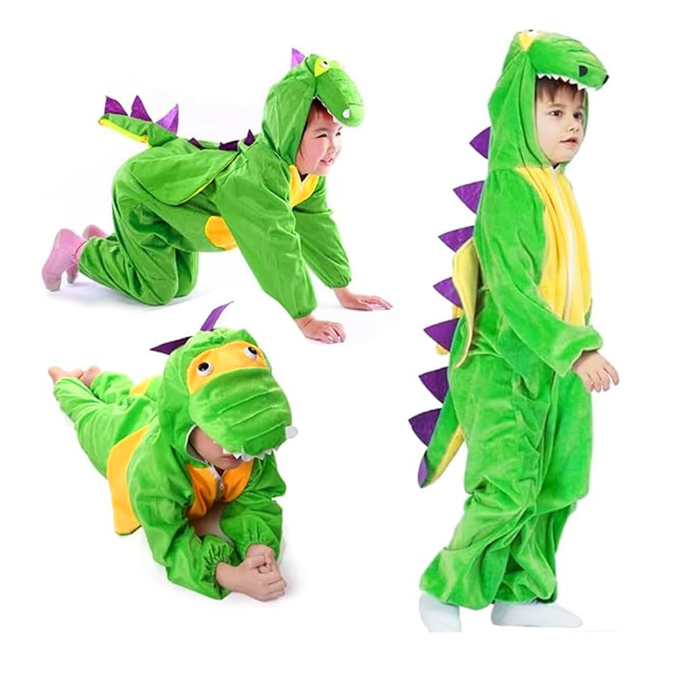 BrainGiggles Dinosaur Costume for Kids and Toddlers 1-8 years | Animal Costumes for Kids | Dinosaur Jumpsuit Halloween Costume for Toddlers, Boys, Girls | Dress Up Cosplay Outfit (Large (4-6 years))
