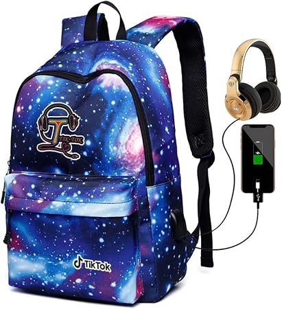 FZ FUTURE TIK Tok USB Zaino Ragazzo Ragazza, Zaini per la Scuola Media USB  Zaino Scuola elementare Moda Neutral Canvas Spalla Borsa con Porta USB di  Ricarica Borsa Scolastica,Purple 2 : Amazon.it: