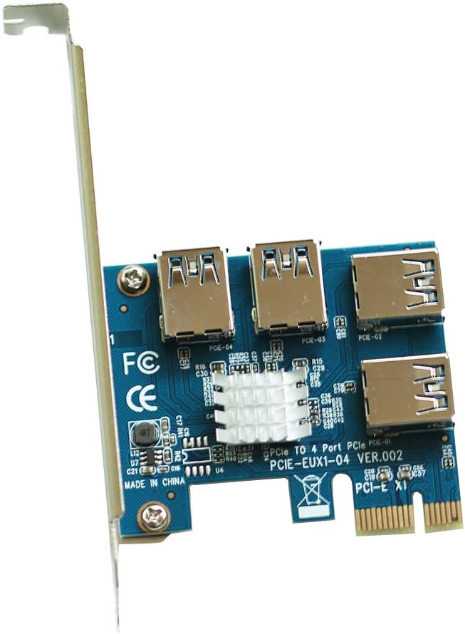 Leboo 4 in 1 PCI-E Riser Adapter Board USB3.0 PCI-E Rabbet GPU Riser Extender Ethereum Mining ETH/BTC Bitcoin Miner Mining(4 in 1)