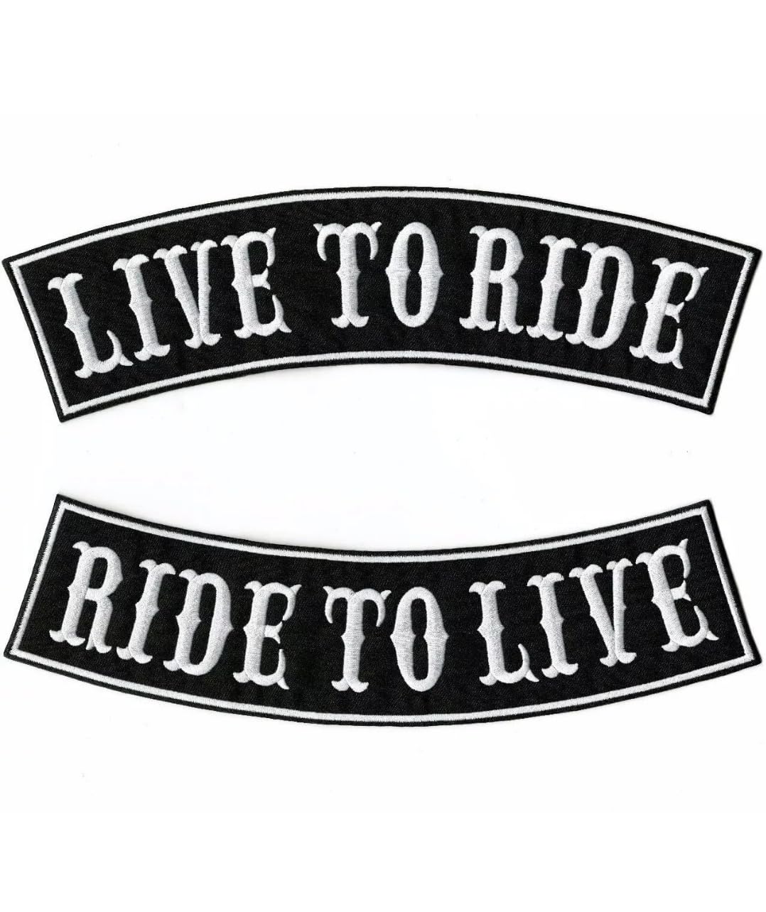 2 Pcs Live To Ride Rocker Embroidered Patches | Ride To Live Iron-On Patches for Motorcycle Vests and Jackets, Iron-On for Motorcycle Jackets, Embroidery on Pilot Motorcycle, DIY