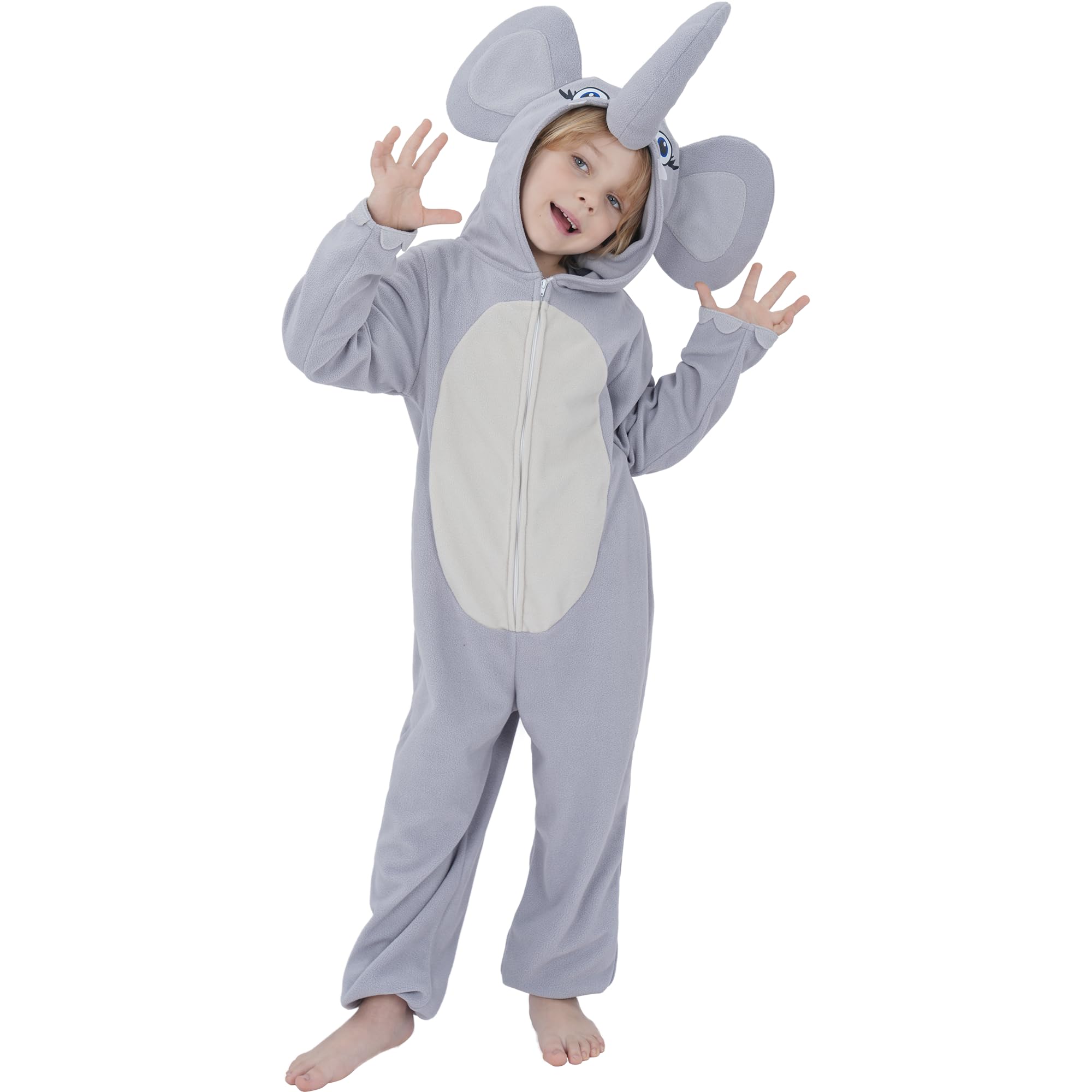 Sincere Party Fleece Cute Elephant Onesie Costume,Vivid Hooded Elephant Jumpsuit for Boys and Girls XS(3-4) โ image 1
