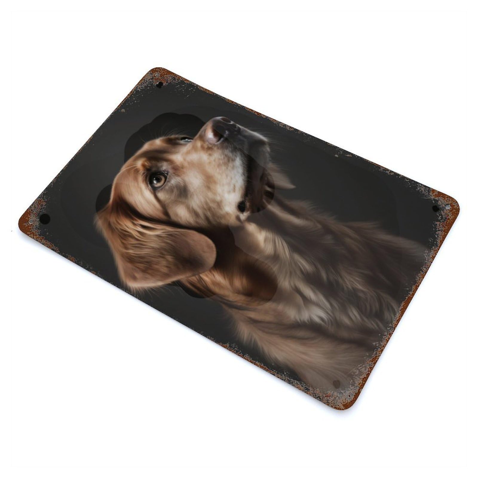 Dog Portrait Vintage Rust Metal Sign 11.8"x7.9", Farmhouse Wall Decor for Garage, Pub Or Kitchen