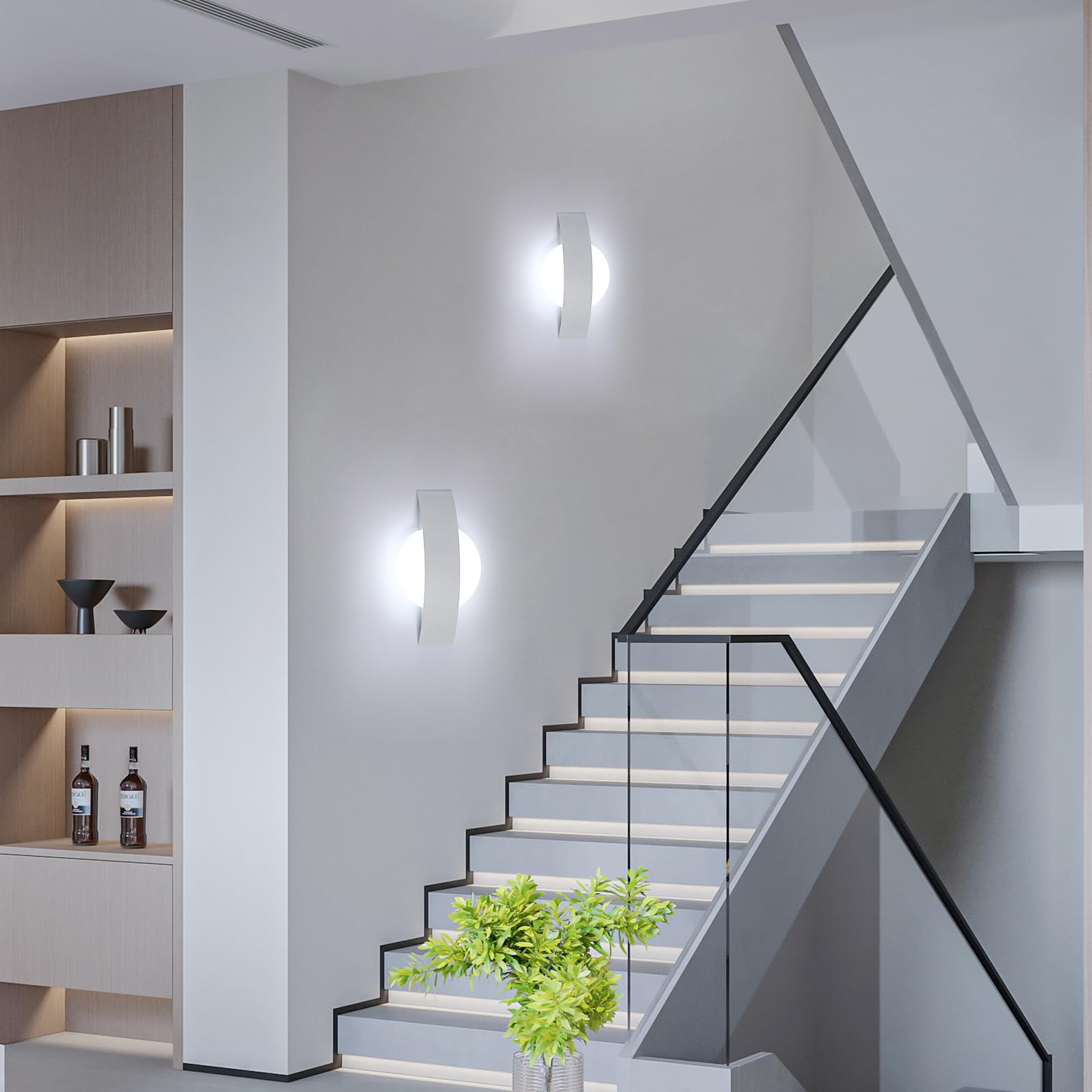Comely kinkiet wewnętrzny LED, biały kinkiet 12W 1350 lm, nowoczesny akrylowy kinkiet do sypialni, korytarza salonu, zimne białe światło 6500K