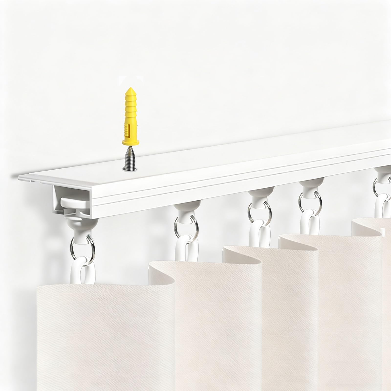 Binario per tenda da doccia in alluminio, curva ad angolo a 90°, set di guide per montaggio a soffitto, asta regolabile da 70 a 600 cm, asta per doccia per divisorio per camper/camper L/U S Bay