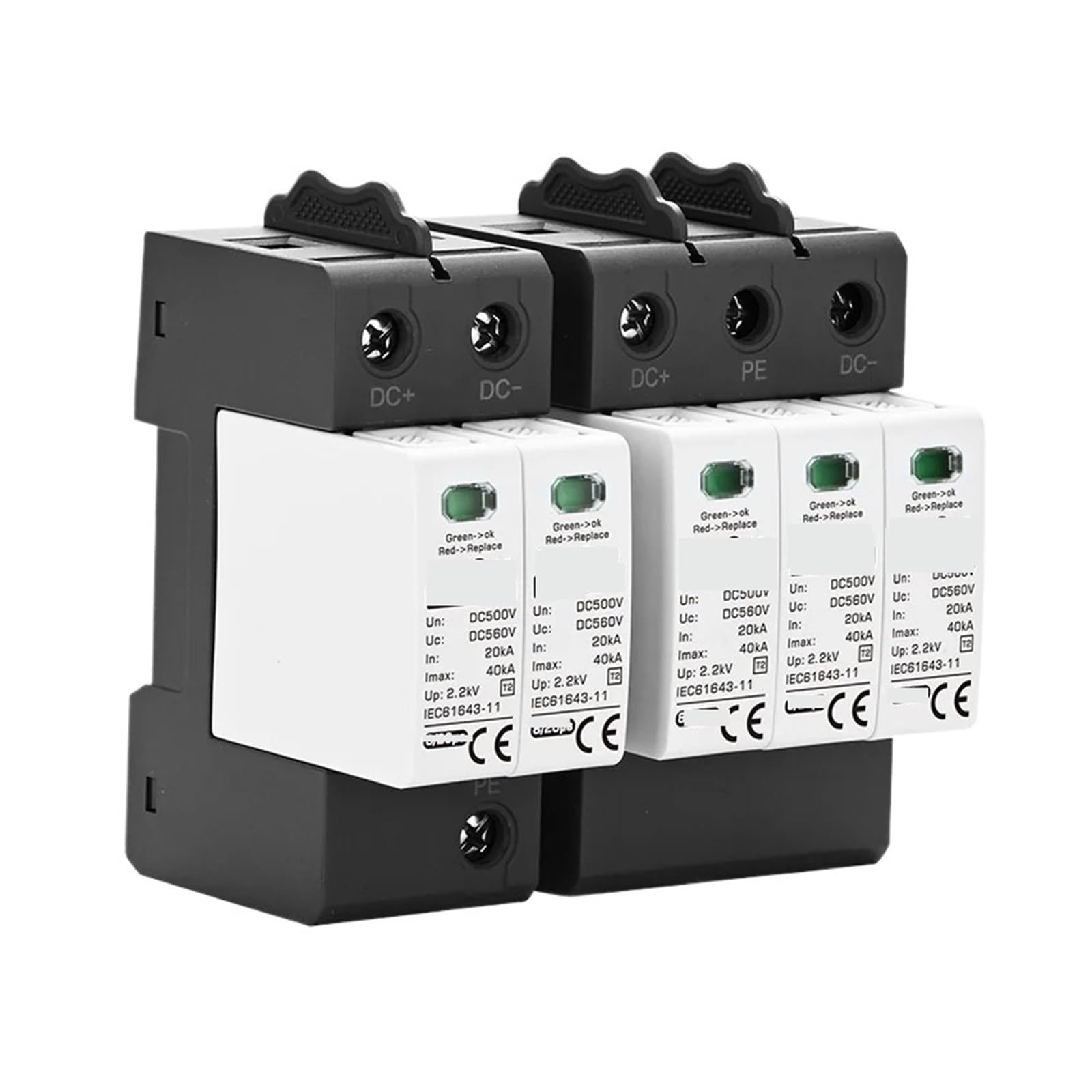 Protezione da sovratensione CC energetica | DC SPD 100V 250V 500V 800V 1000V Scaricatore di sovratensione Protettivo Parafulmini 20KA 40KA 60KA(3P,DC100V)