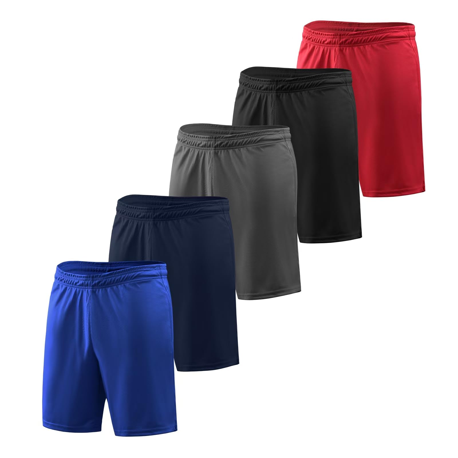 5 Pack Men's Athletic Shorts-Lightweight Workout Shorts for Gym, Training & Outdoor
