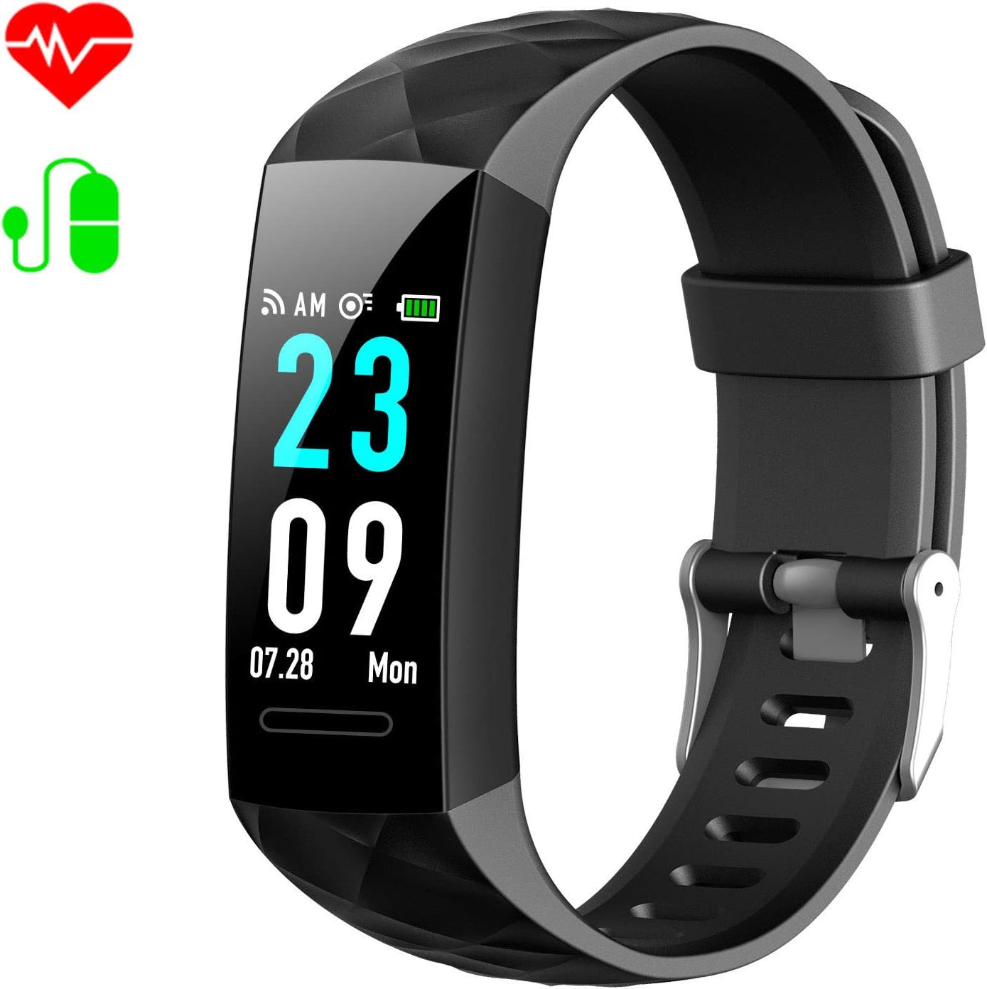 HETTP Fitness Trackers, Fitness Watch Heart Rate Monitor Activity Tracker Fitness Wristband Smart Watch Blood Pressure Pedometer Waterproof IP67 Stopwatch Sport GPS Sleep Monitor Calorie Women Men