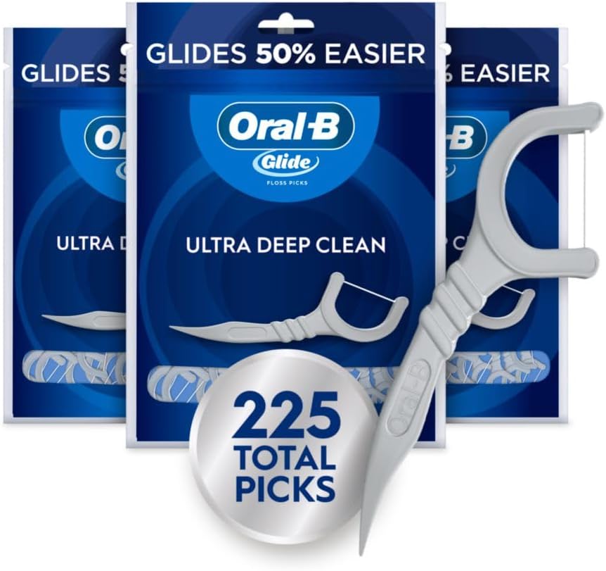 Glide Ultra Deep Clean Floss Picks, Removes Food and Plaque, Cool Mint Flavor, 75 Floss Picks