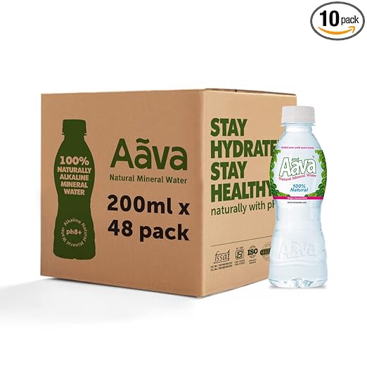 Aava Naturally Alkaline Mineral Water 200ml | Origin Aravalli Hills | 100% Alkaline pH 8.0+ | Benefits of Calcium & Magnesium (Pack of 48 bottles)