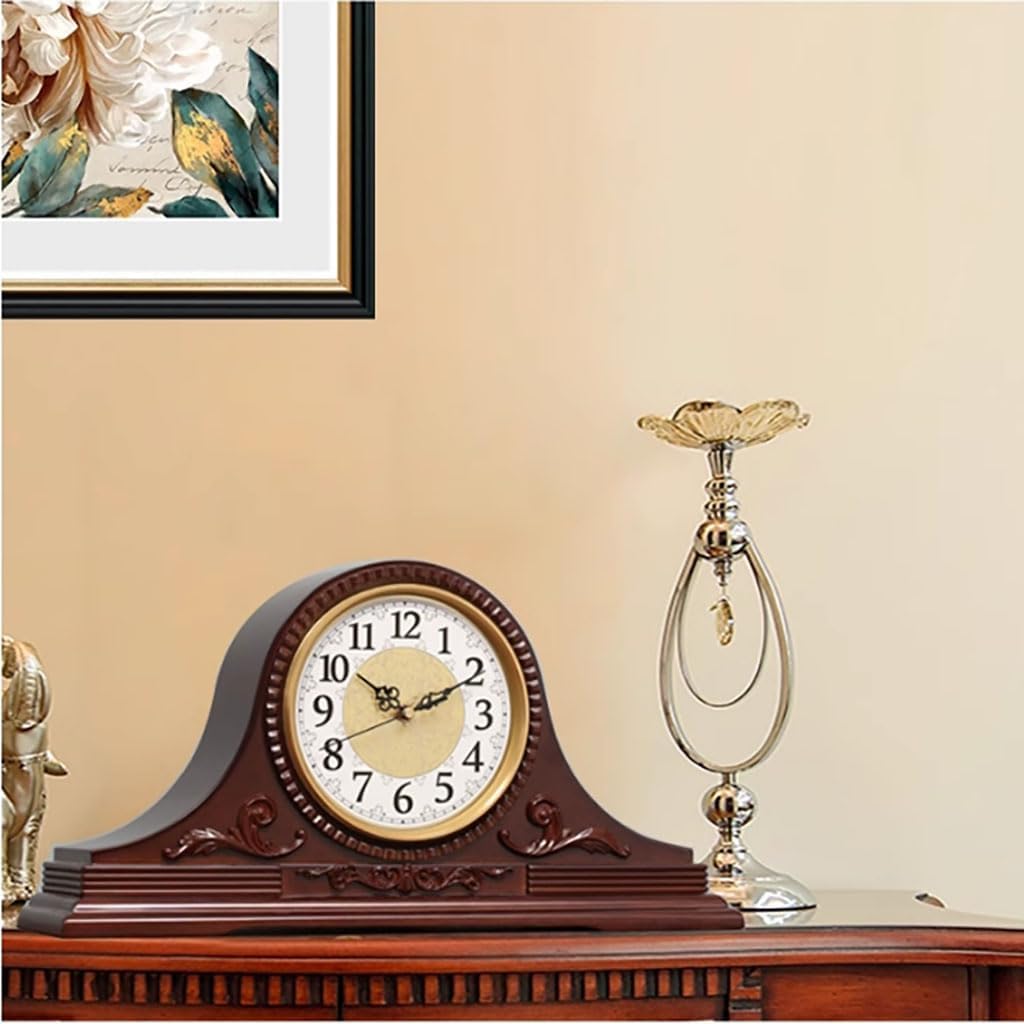 Vintage Mantel Clock,chiming Mantel Clock,18.4 * 9.5inch, Domed Lens, Quartz Movement, Walnut Finish,for Home Decoration/Tabletop Decoration