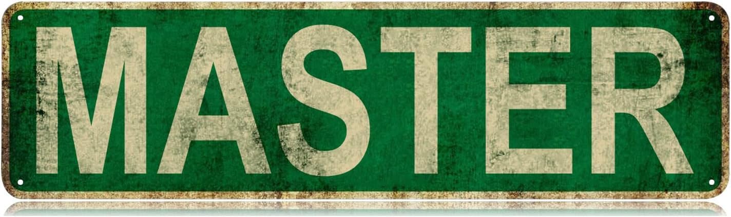 peiyeety Vintage Metal Tin Sign Decorative Wall Art Master Themed Sign, Rustic Style, Durable Waterproof Rustproof, For Home, Home Decor, Man Cave, Easy To Mount, 4x16 Inch