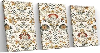 Vintage Floral Canvas Triptych Art for Rustic Dining Spaces and Garden Gatherings,Ideal Home Decor Refresh or Thoughtful Gift for Any Occasion,16in x20 in-Ready to hang