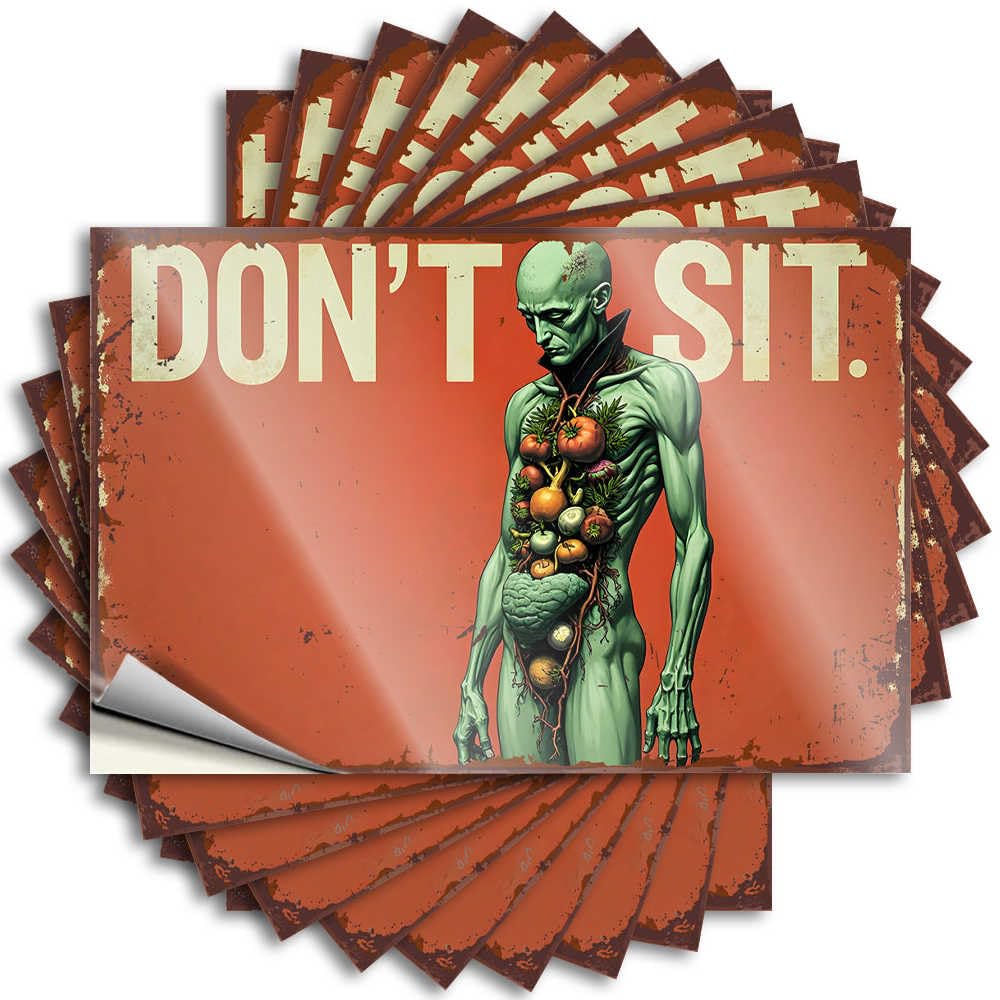 Fzfn Colour Stay Active: The Warning Of A Fruit-Infused Zombie Stitch Coffee - Stickers Bottle Waterproof Decal(6X9cm)
