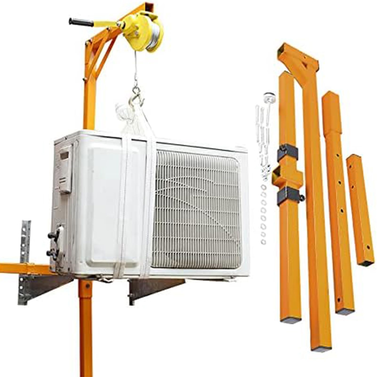 Mshgsku 150Kg 10M Air Conditioner Lifting Tool With Manual Winch Hoist For Easy Installation And Folding Crane Bracket