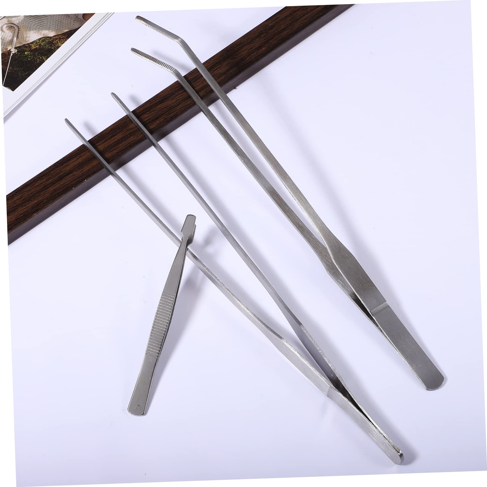 HOMSFOU 2sets Smd Soldering Tweezers Lightweight Stainless Steel Tweezers Ideal for Cooking Aquascaping Gardening 3pcs*2