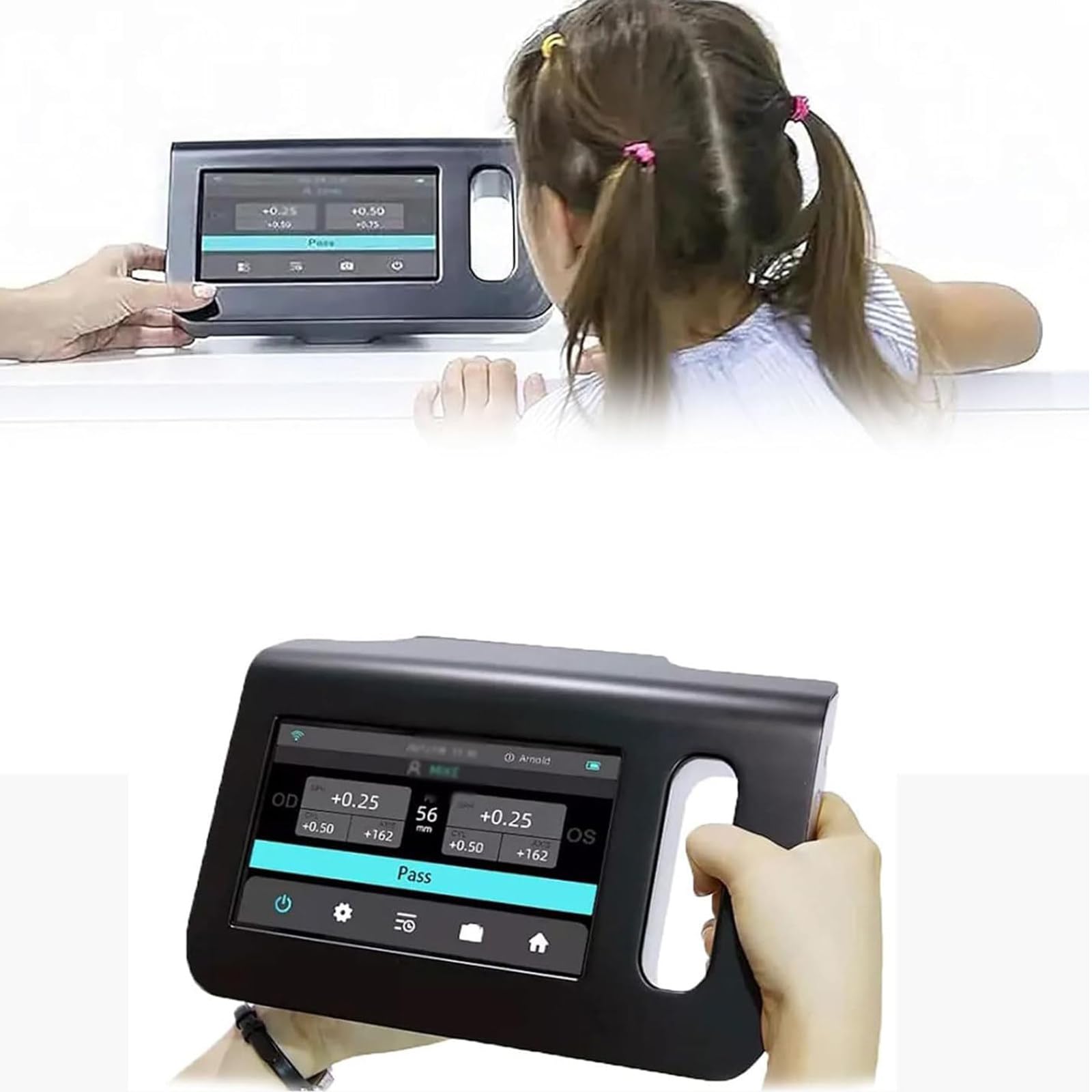 Screener per Vista Portatile Autorefrattometro Palmare Ad Alta Precisione Attrezzatura Oftalmica con Touch Screen LCD 7 Pollici,Distanza di Misurazione 98 Cm,Rilevamento Rapido 3s