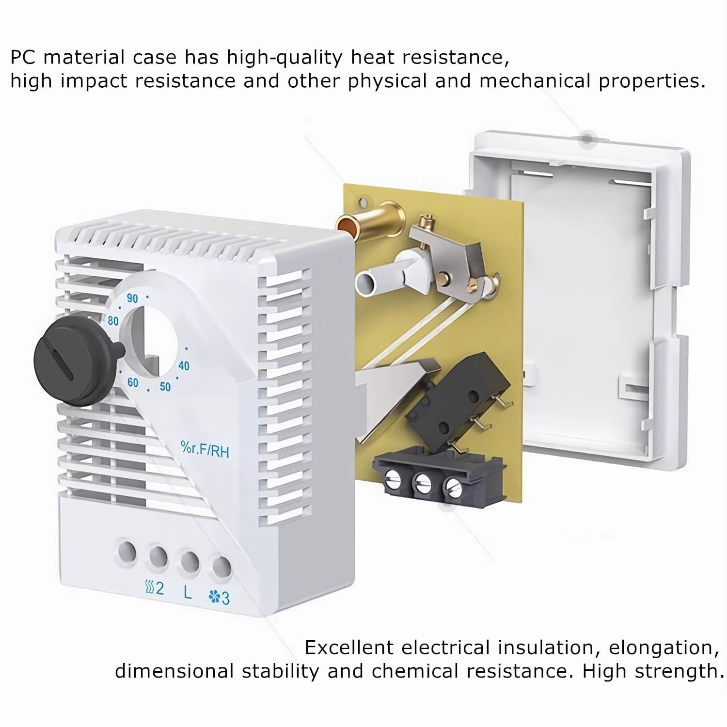 Regulador de Humedad MFR012, Controlador de Humedad Mecánico, Higrostato para Deshumidificador, Humidificador, Reptiles, Ventilador de Escape de Invernadero, Fermentación(MFR012)