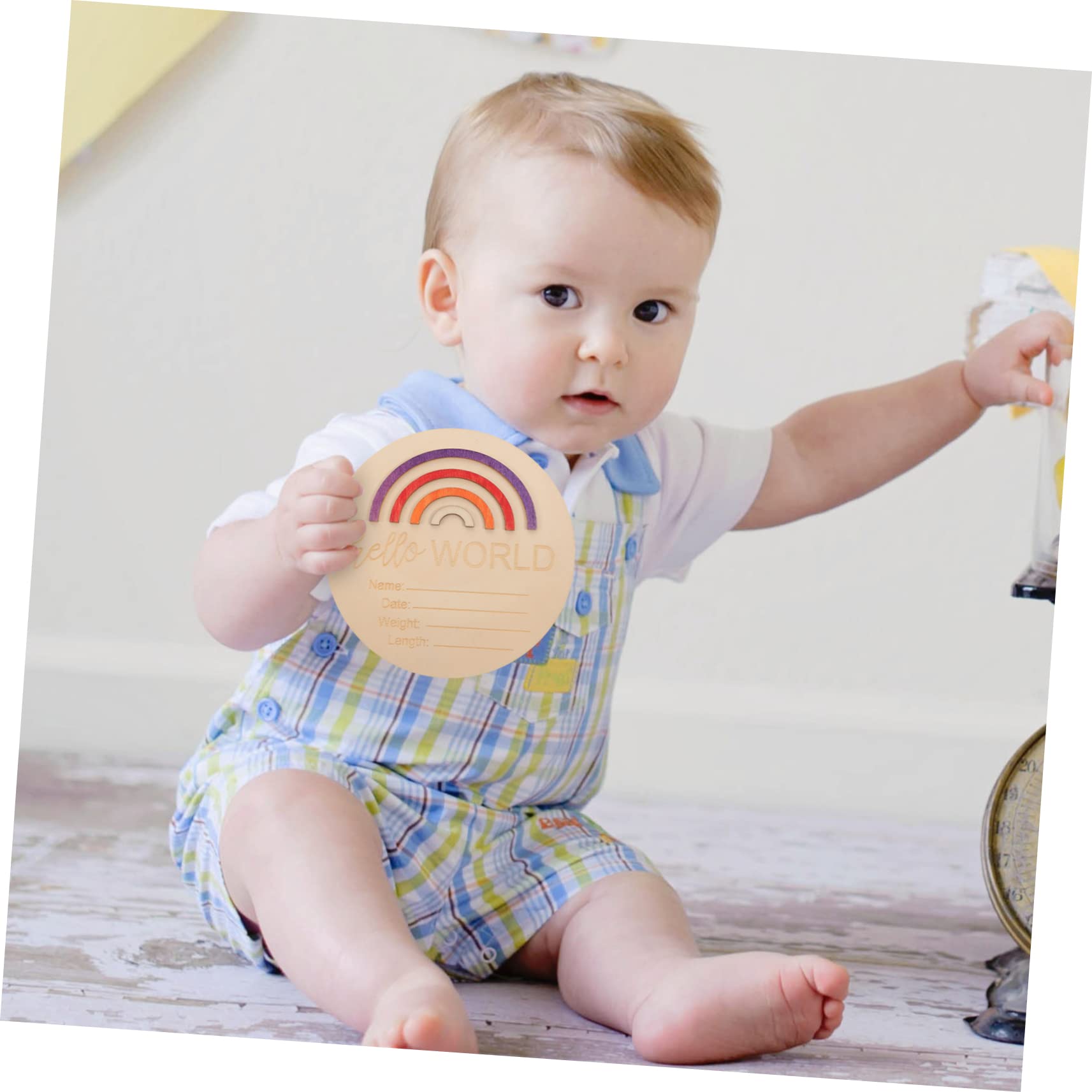 Hohopeti Baby Milestone Card Set Monthly Milestone Wooden Birth Announcement Hospital Decor Sign