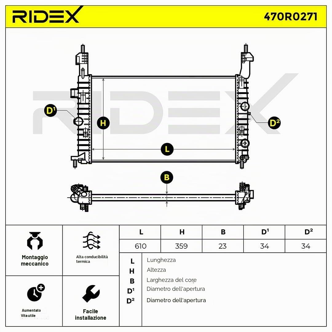 RIDEX 470R0271 Radiatore motore Compatibilità con OPEL Meriva A X03 Benzina