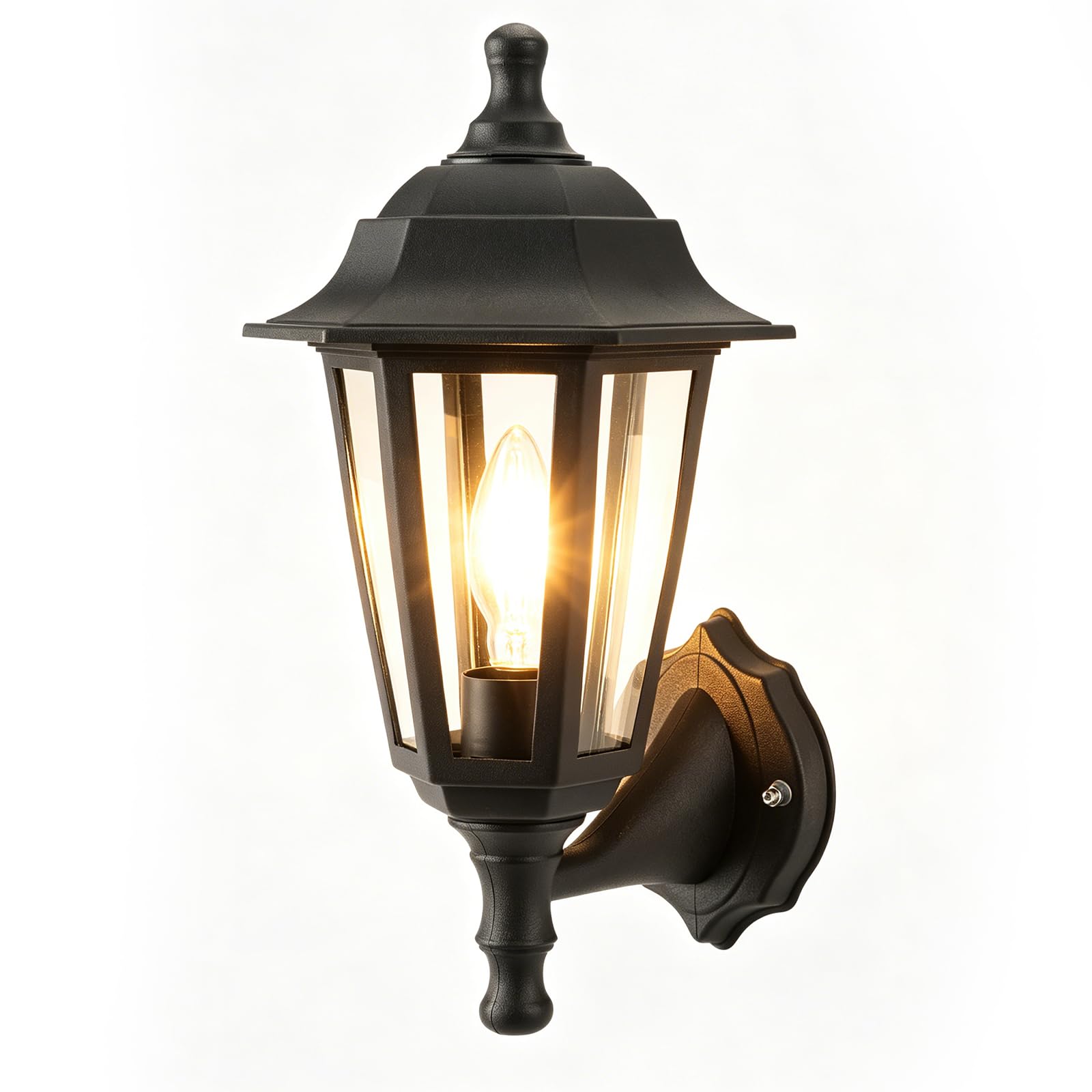 olvaxey Black Aluminium Outdoor wall Light with Glass Diffuser - AC Powered wall Light for Exterior,IP44(Excluded Bulb) (Black, 1pack)