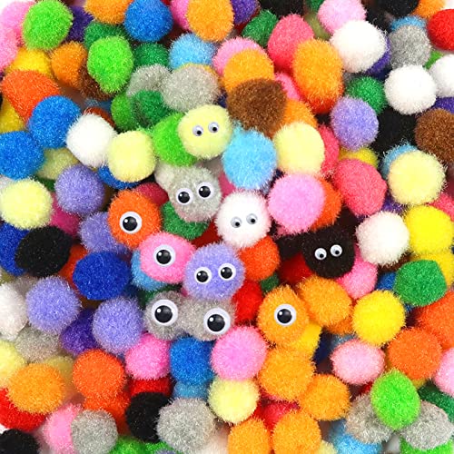 Toaob 1900Pcs 1Cm Assorted Pom Poms Multi Color Fuzzy Pompoms Balls Art Supplies With Wiggle Eyes For Diy Creative Crafts Decorations #TOP5