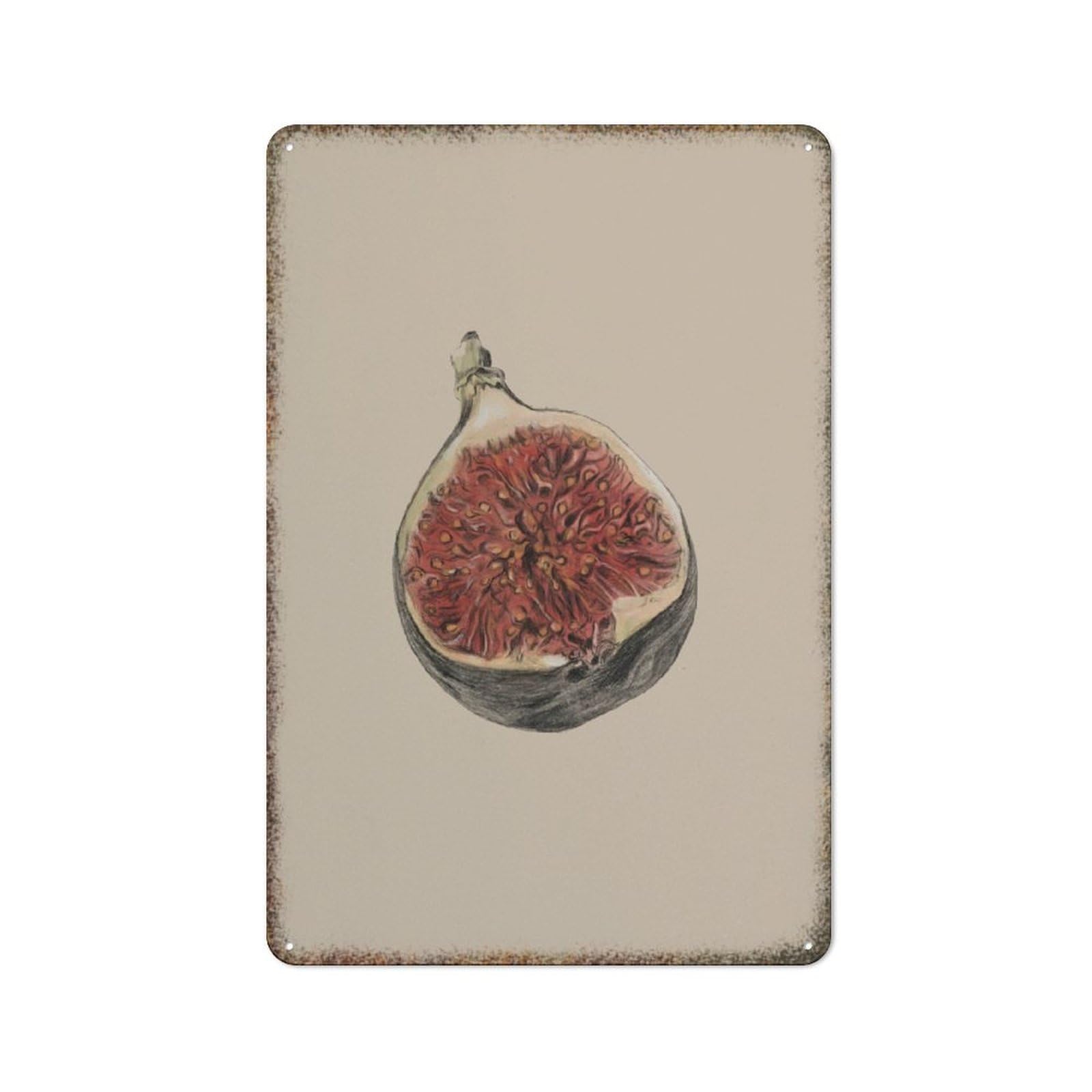 Fig Fruit Themed Embossed High Gloss Metal Wall Plaque Retro Decor Sign for Farmhouse Warehouse Man Cave Household 8x12 Inch