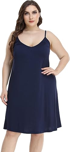 Miniatura 2 de goodmansam Camisón sin mangas para mujer, talla grande, cuello en V, tirantes delgados ajustables, vestido de noche