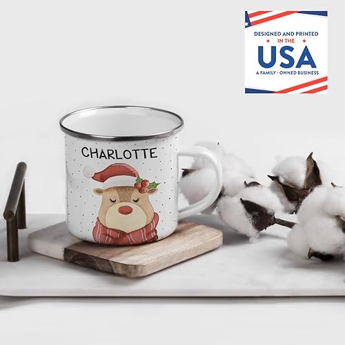 Miniatura 2 de Andaz Press Taza de café personalizada de acero inoxidable de 11 onzas, regalo de broma, reno de acuarela con acebo, paquete de 1, ideas de regalo