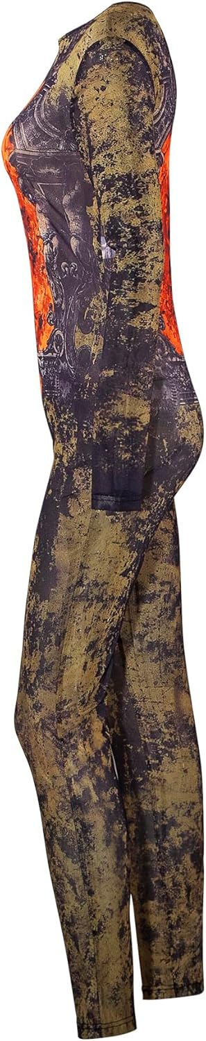 Women Sexy See Through Mesh Jumpsuit Long Sleeve Digital Print Bodycon Party Club Rompers - Image 5