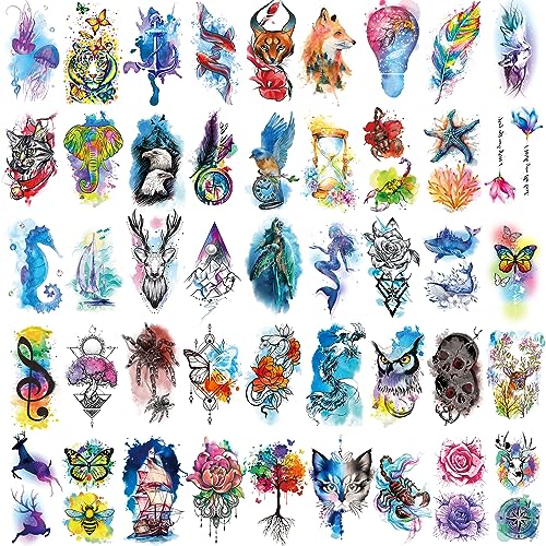 image for JEEFONNA 86 Sheets Temporary Tattoo, 14 Sheets Large Half Arm Fake Flo