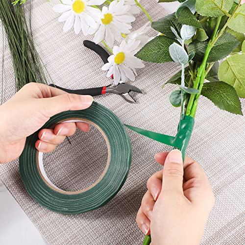 Prudiut 2 Roll Green Floral Tape 0.4" Waterproof Green Florist Tape For Fresh Flower, Flower Wrap Waterproof Tape For Bouquet Wrap Flower Arrangements Crafts (100Ft/Roll #TOP5