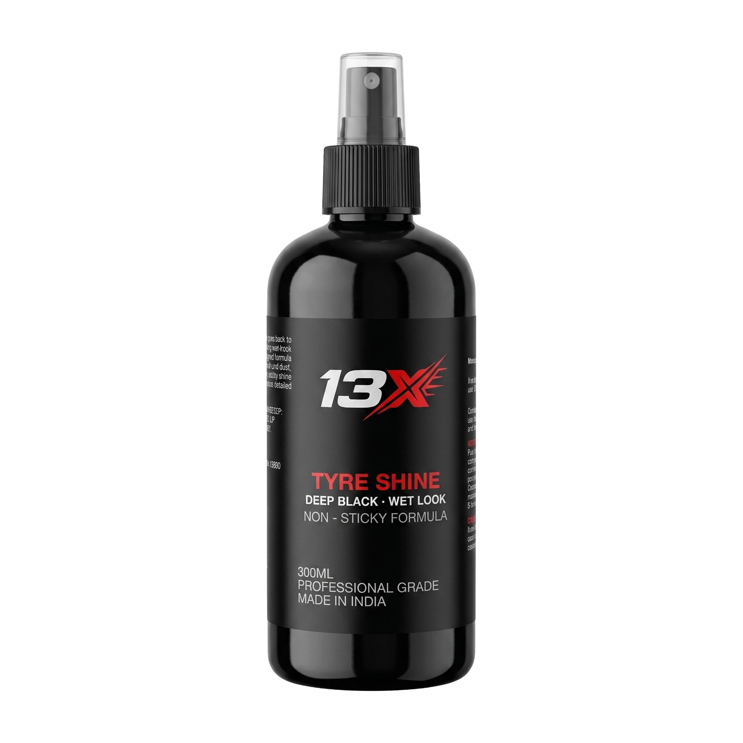 13X Tyre Shine Spray 300ml | Deep Black Wet Look Tyre Polish for Car & Bike | Non-Sticky, Long-Lasting Tyre Dressing | Repels Dust & Water | Restores Faded Tyres to Glossy Black-image-26