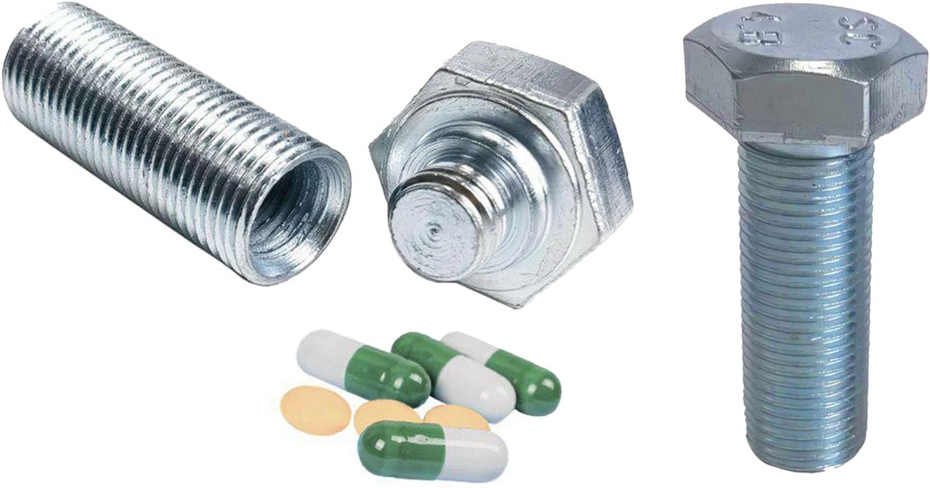 2PCS Unique Pill Box, Disguised Small Pillboxes Metal Pill Boxes Screw Capsule Organizer Twist Top Cartridge Cute Pill Organizer Home Use Outdoor Travel Work Use Supplement Organizer (Silver)