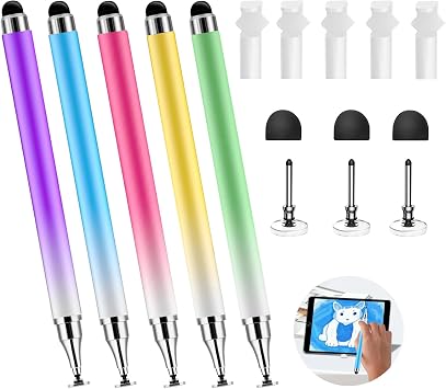 5Pcs Stylus Pen for Touchscreen,iPad,iPhone,3 in 1 Stylus Pen | High Precision & Sensitivity, Perfect for Touch Screens, iPhone/ipad/Samsung/Google/Microsoft/Android Tablets