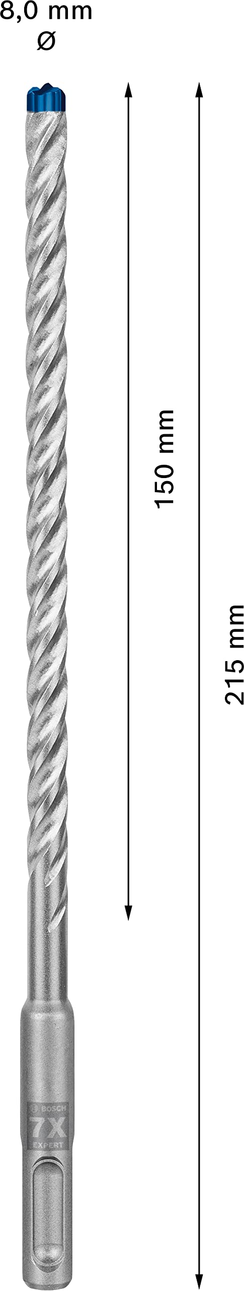 Bosch Professional 10x Brocas para martillo Expert SDS plus-7X (para Hormigón armado, Ø 8.00 x 215 mm, accesorios Martillo perforador rotativo)
