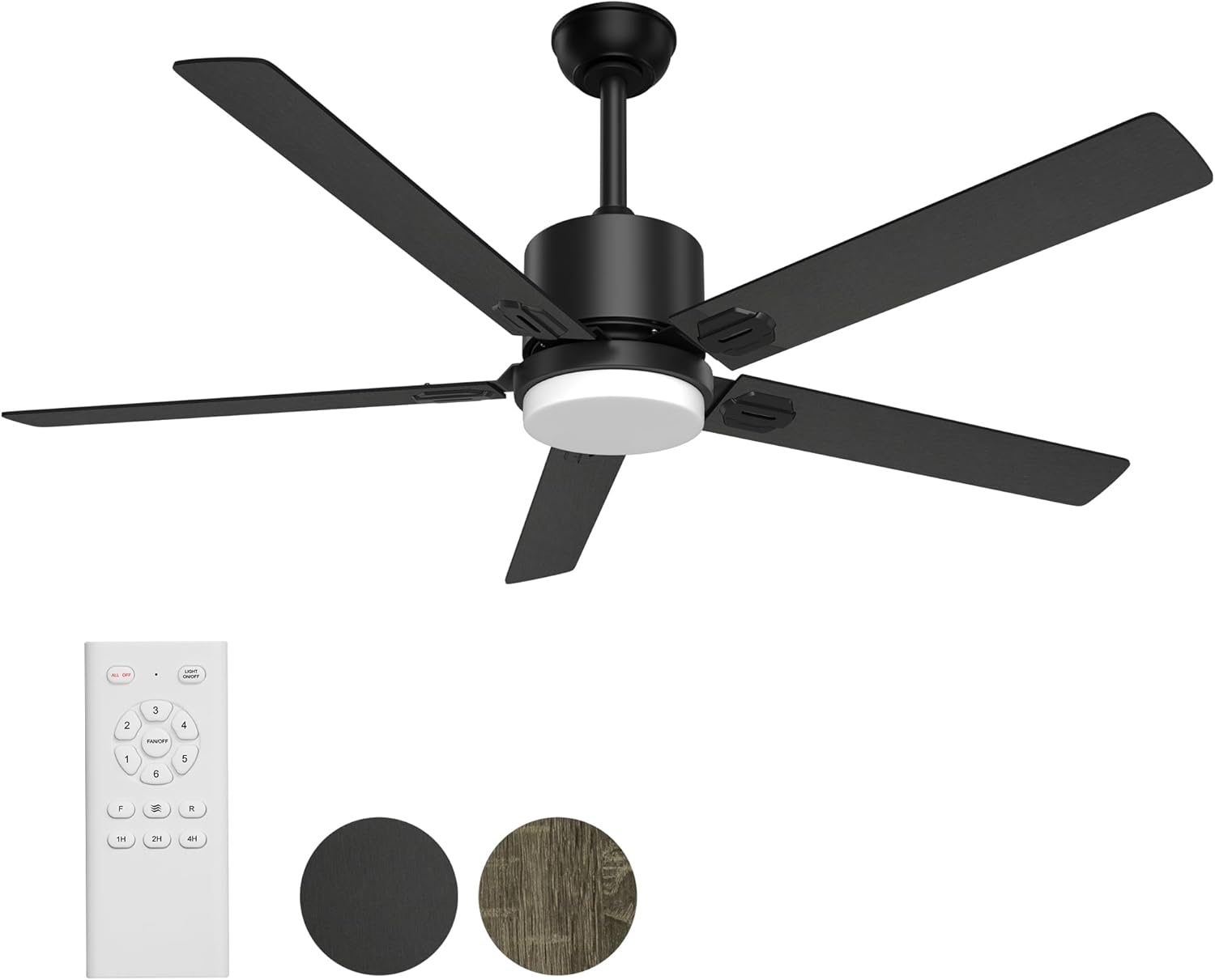 BECLOG Outdoor Ceiling Fan with Light, 60" Ceiling Fans with Remote Indoor Outdoor DC Motor Black Ceiling Fan with Light LED for Patios,Garage,Dining Room, Bedroom, Kitchen, Living Room, Farmhouse 60" Black with Light 60 inch
