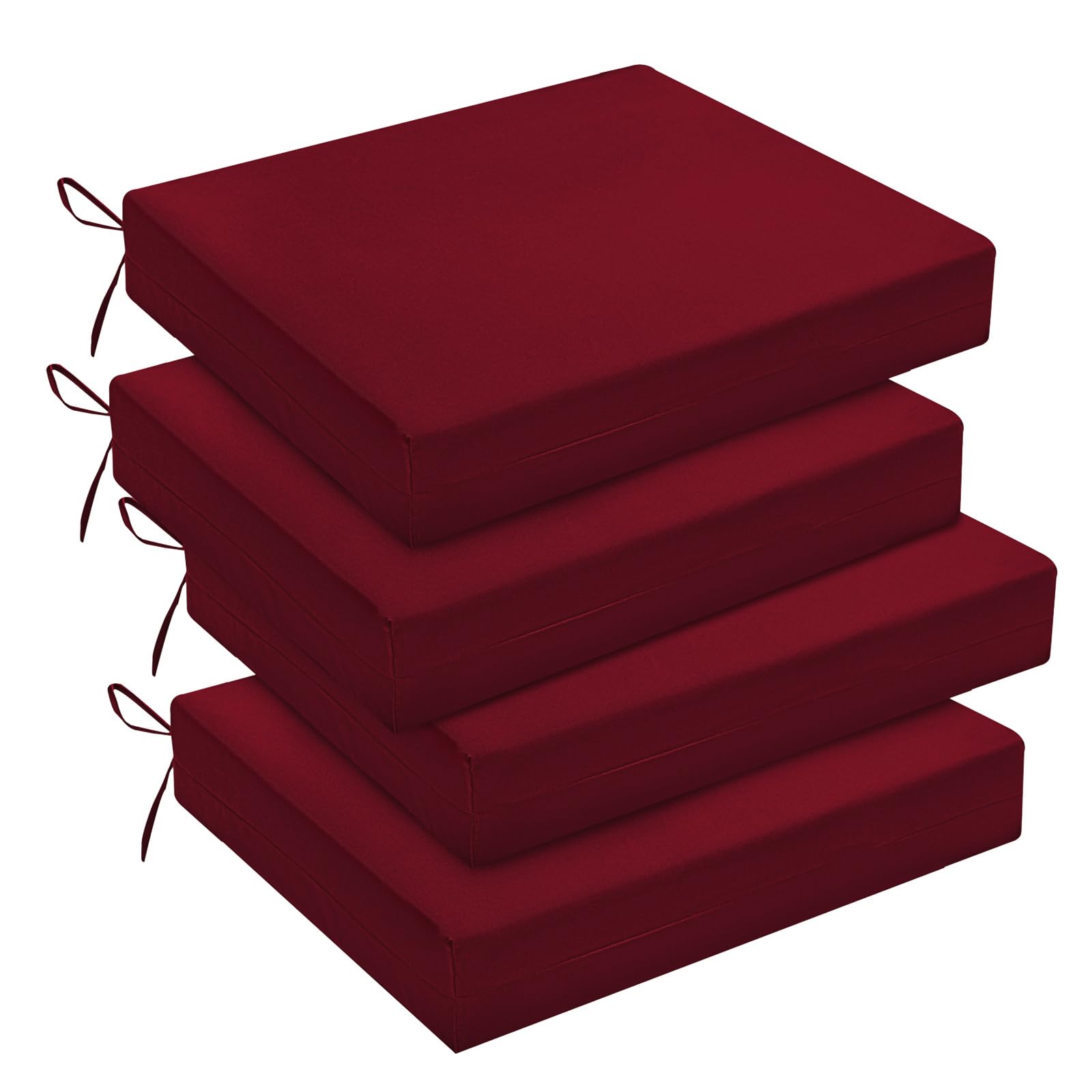 downluxe Outdoor Chair Cushions Set of 4 for Patio Furniture, Water-Resistant Square Corner Patio Chair Cushions with Ties, High Density Foam Outdoor