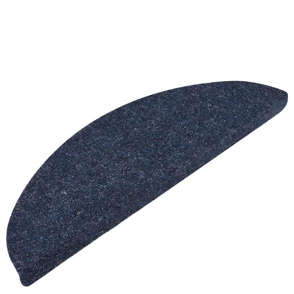 Alfombrillas autoadhesivas para escalones de fieltro punzonado, 15 unidades, 56 x 17 x 3 cm, color azul, antideslizantes, para escaleras de madera con tiras adhesivas, protección contra
