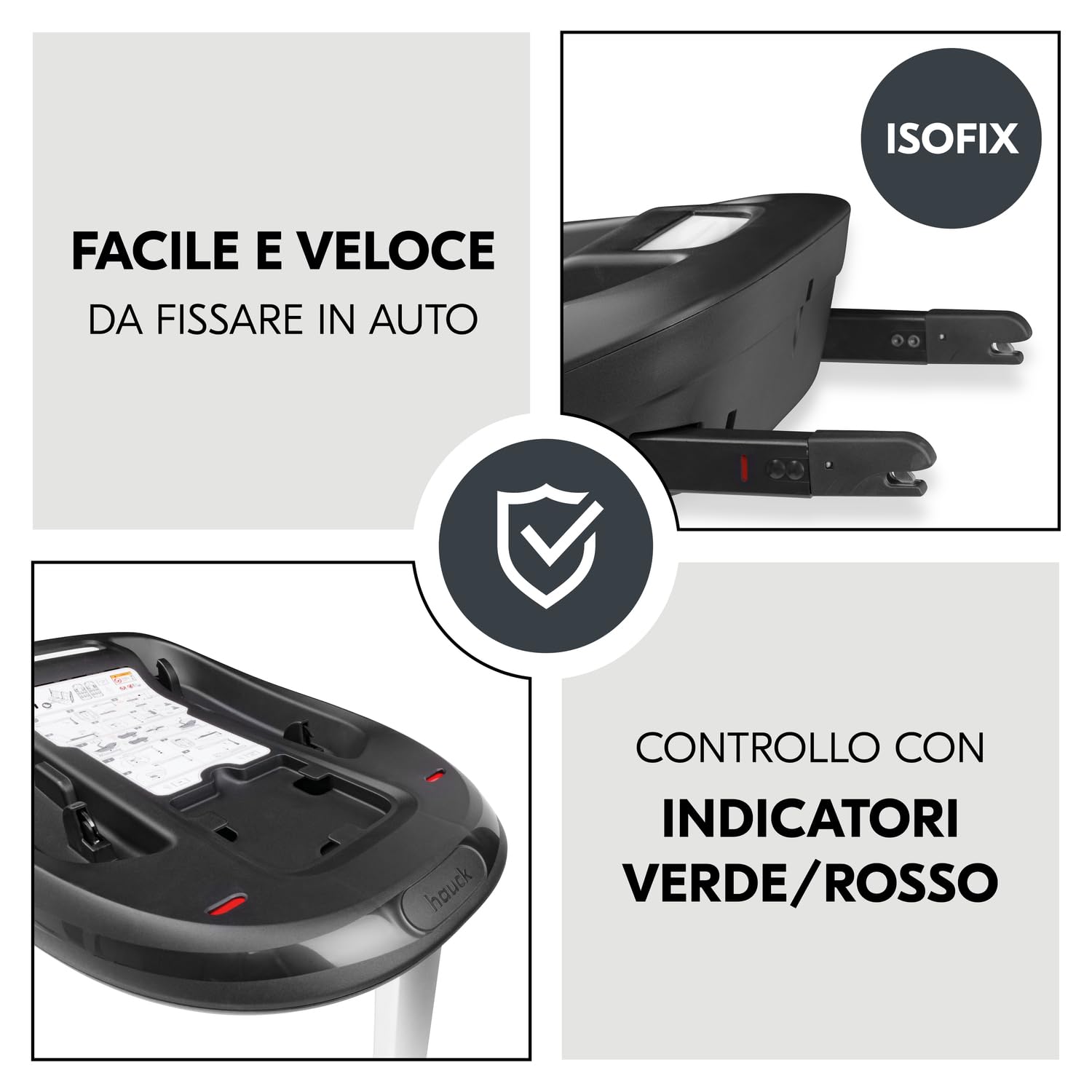 hauck Base ISOFIX, Nero - Compatibile Solo con Ovetto Neonato Drive N Care, Seggiolino Auto Omologato i-Size UN ECE R129, Fissaggio Sicuro e Semplice in Macchina