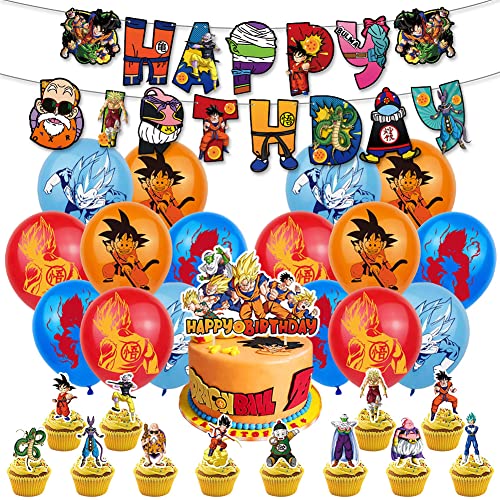 Dragon Ball Globos, 30 Pcs Decoración Cumpleaños Dragon Ball, Dragon Ball Theme Party Supplies,...