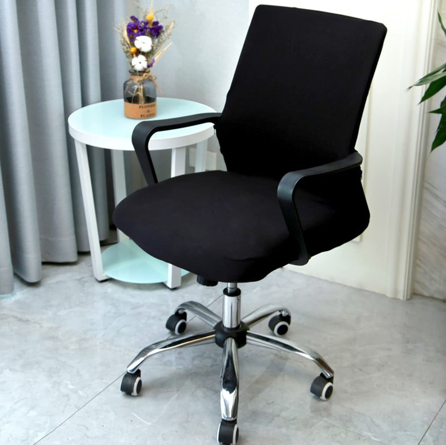 Guyirt 2 Computer Chair Slipcover Printed Office Chair Cover Soft Rotating Chair Slipcovers With Durable Zipper High Back Office Seat Cover -Large
