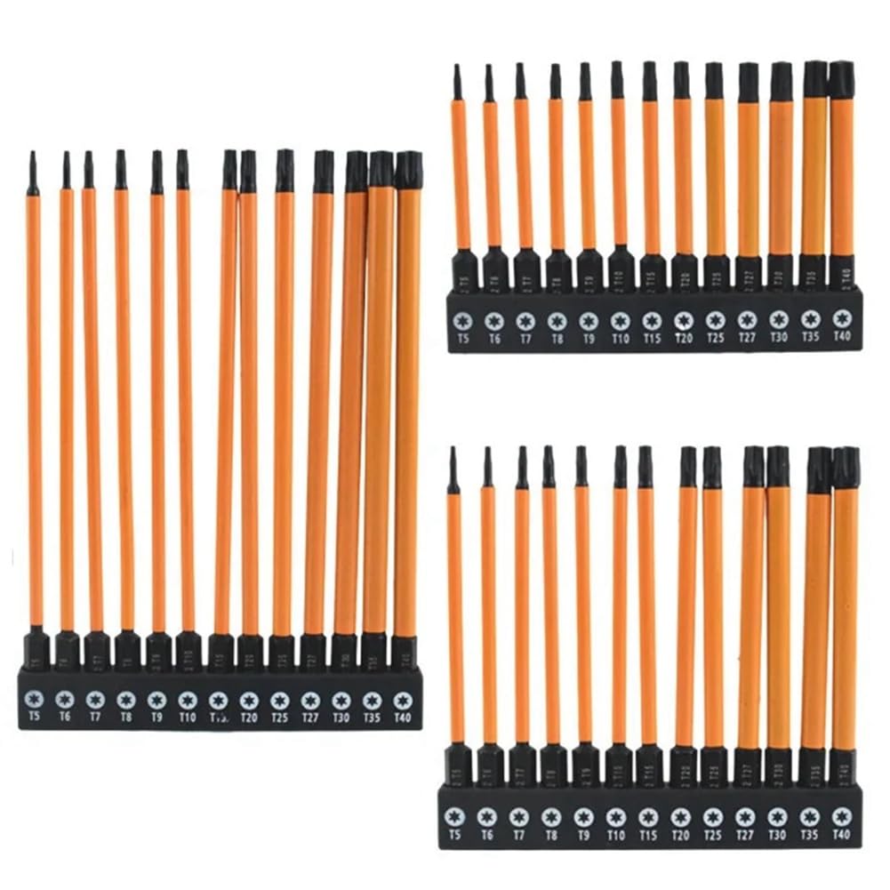 Jnchdghwa As Shown S2 Steel Screwdriver Bits Screwdriver Bit Set T5-T40 Solid Plum Bits 75Mm 100Mm 150Mm Bits Magnetic Phosphating Tool Parts Solid Six-Star Bits