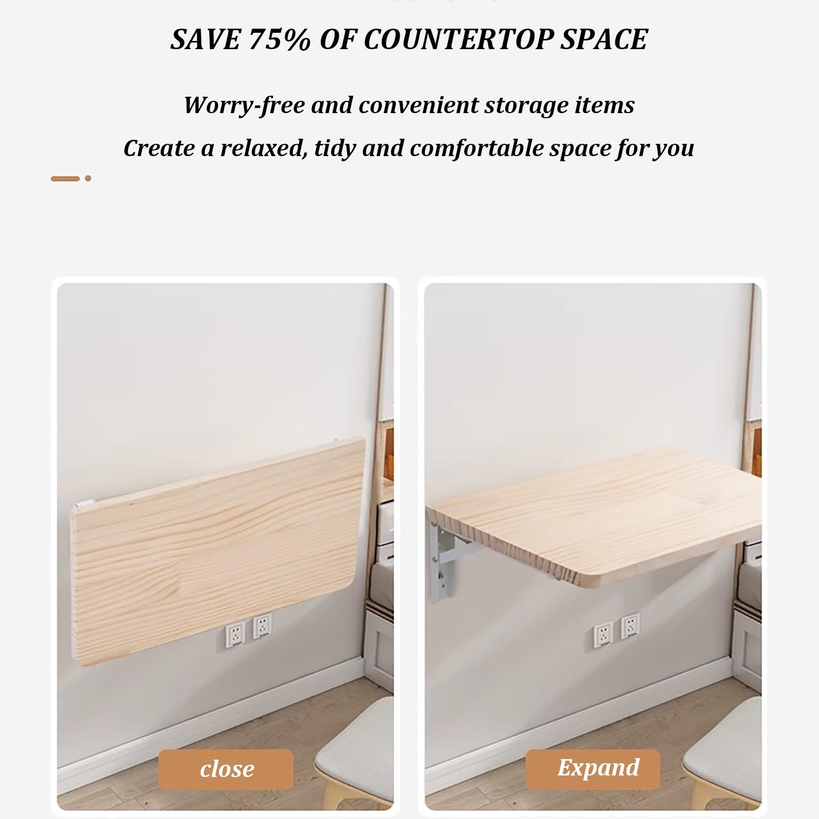 An der Wand montierter Klapptisch – platzsparender Schreibtisch für Küche, Waschküche, Bad und Schlafzimmer – kompakter, an die Wand klappbarer Schreibtisch für Arbeitszimmer und Computernut