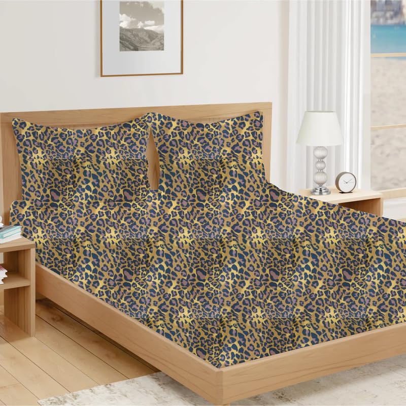 Image of Bed Sheets - Brushed Microfiber Solid Bedsheets - Flat Bedsheets & Pillowcase - Super Soft Microfiber - Breathable Wrinkle, Fade Resistant & Cooling Sheets Leopard Print Single, 1800 TC